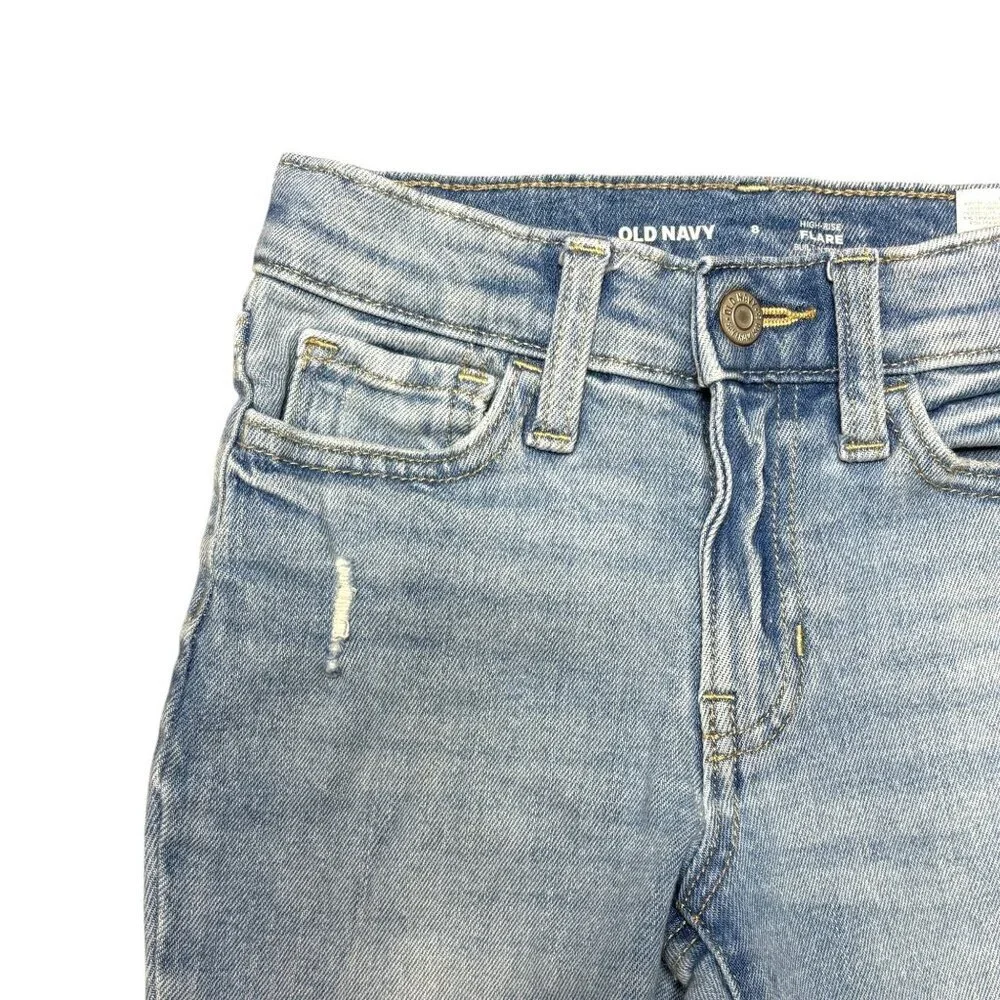 Old Navy Girls Flare Leg Jeans Size 8 Distressed Light Wash